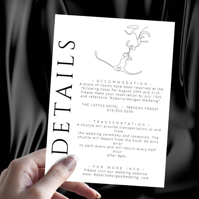 Tarjeta De Recepción Detalles de la pareja de Bodas de besos de arte de (Subido por el creador)