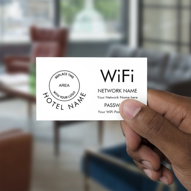 Tarjeta De Recepción Detalles de la red de contraseñas WiFi con logotip (Subido por el creador)