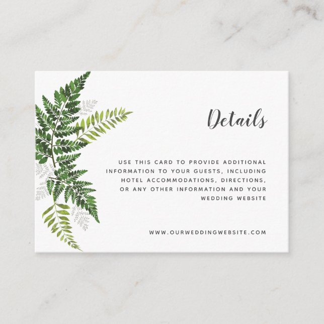 Tarjeta De Recepción Detalles de la suite Boda botánico tropical de Lus (Anverso)