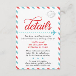 Tarjeta De Recepción Detalles de la suite Boda Rojo azul de Viaje