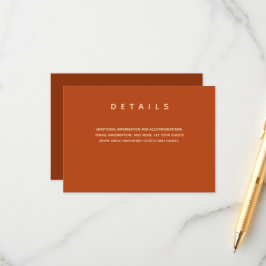 Tarjeta De Recepción Detalles de la tipografía de Naranjas quemados por