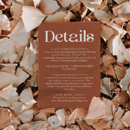 Tarjeta De Recepción Detalles de la tipografía moderna Terracotta Boda