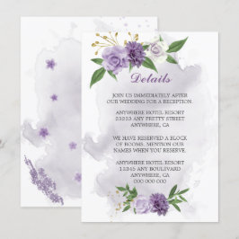 Tarjeta De Recepción detalles de la vegetación de las flores púrpura