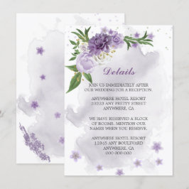 Tarjeta De Recepción detalles de la vegetación de las flores púrpura