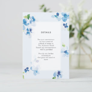 Tarjeta De Recepción Detalles de las flores azules y delgadas