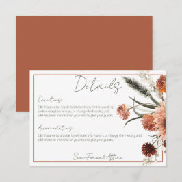 Tarjeta De Recepción Detalles de las flores de óxido de terracota rústi