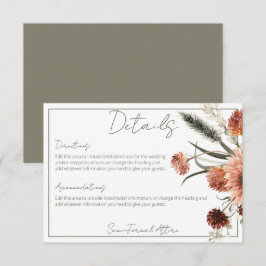 Tarjeta De Recepción Detalles de las flores de óxido de terracota rústi