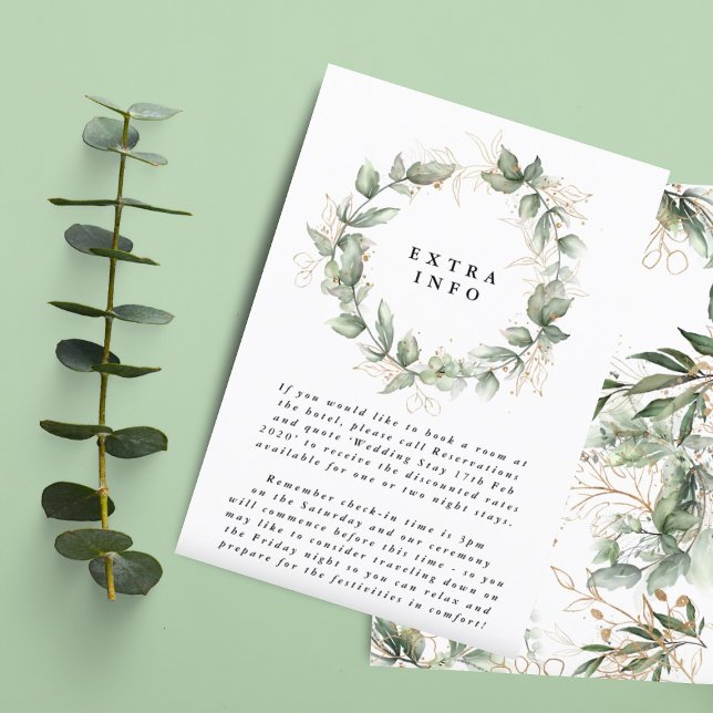 Tarjeta De Recepción Detalles de Leafy Eucalyptus Wreath Elegant Moss (Subido por el creador)
