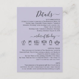 Tarjeta De Recepción Detalles de Lila Lavanda de Boda