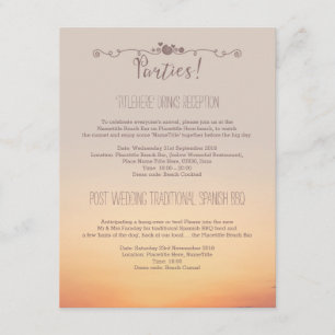 Tarjeta De Recepción Detalles de los banquetes de boda de la playa