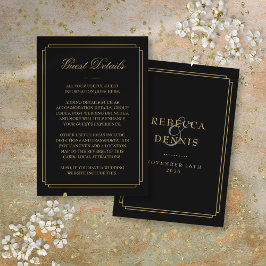 Tarjeta De Recepción Detalles de los Bodas de Deco Negro Y Oro