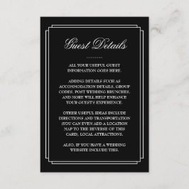 Tarjeta De Recepción Detalles De Los Huéspedes Del Boda De Deco Blanco