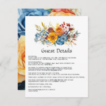 Detalles de los invitados azul, Naranja, amarillo