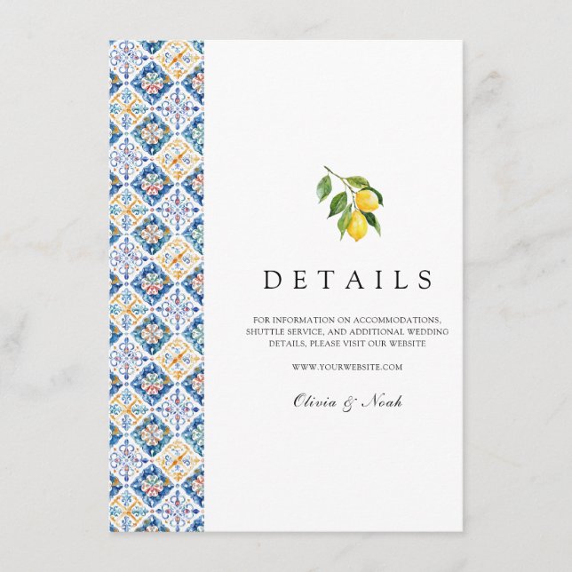 Tarjeta De Recepción Detalles de los mosaicos de limón mediterráneo (Anverso)