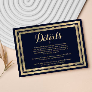 Tarjeta De Recepción Detalles de lujo modernos y elegantes en azul mari