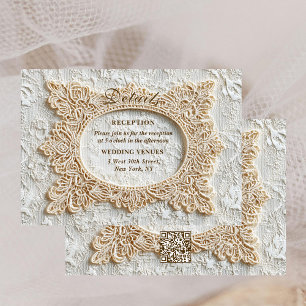 Tarjeta De Recepción Detalles de Marco de Encaje de Bordado de Boda Ate