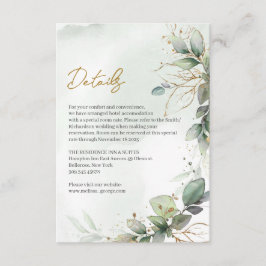 Tarjeta De Recepción Detalles de marcos de oro de hojas verdes polvorie