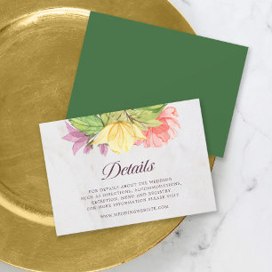 Tarjeta De Recepción Detalles de mármol de florecimiento vibrante