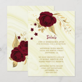 Tarjeta De Recepción detalles de mármol floral de oro burdeos