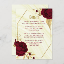 Tarjeta De Recepción detalles de mármol geométrico de oro burdeos