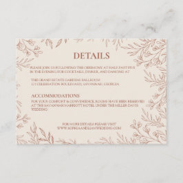 Tarjeta De Recepción Detalles de Monograma Botánico de Terracota Elegan