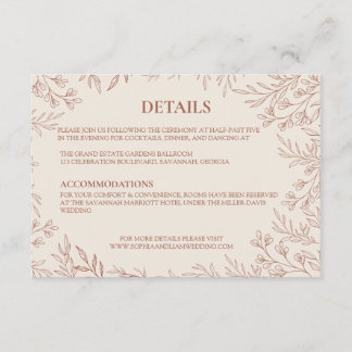 Tarjeta De Recepción Detalles de Monograma Botánico de Terracota Elegan