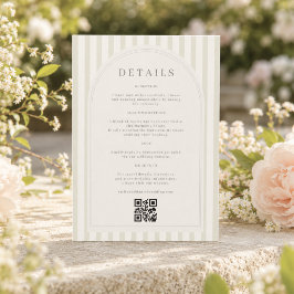 Tarjeta De Recepción Detalles de Monograma de Boda con Rayas Verde Salv