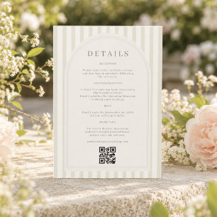 Tarjeta De Recepción Detalles de Monograma de Boda con Rayas Verde Salv