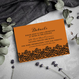 Tarjeta De Recepción Detalles de negro Naranja de Halloween de encaje g