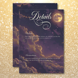 Tarjeta De Recepción Detalles de nubes moradas moradas y doradas ilumin