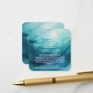 Tarjeta De Recepción Detalles de olas de acuarela azul turquesa persona