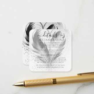 Tarjeta De Recepción Detalles de Plumas de Corazón Personalizadas