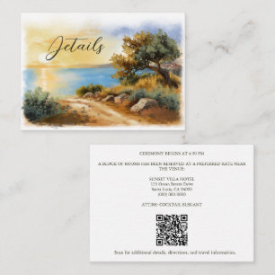 Tarjeta De Recepción Detalles de puesta de sol de acuarela de la costa