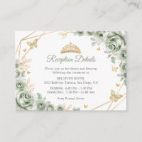 Detalles de Quinceañera Floral Verde Menta Dorado