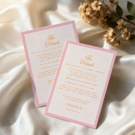 Tarjeta De Recepción Detalles de rayas preppy rosa naranja brillo de pu