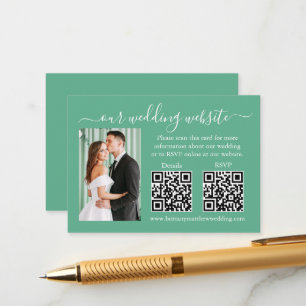 Tarjeta De Recepción Detalles de RSVP de bodas Foto 2 de QR Mint Green