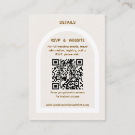 Tarjeta De Recepción Detalles de RSVP de código QR con arco moderno y b