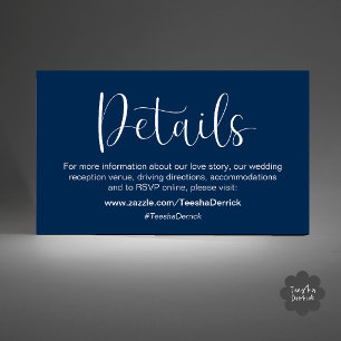 Tarjeta De Recepción Detalles de RSVP para Sitio Web de Boda Minimalist