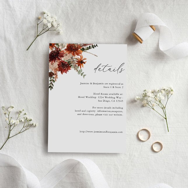 Tarjeta De Recepción Detalles de Rústica Tierra y Champagne Florines 2 (Subido por el creador)