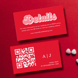 Tarjeta De Recepción Detalles de sitio web de boda de San Valentín rojo