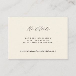 Tarjeta De Recepción Detalles de sitio web de boda elegante simple marf