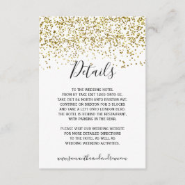 Tarjeta De Recepción Detalles de tipografía blanca con confeti dorado c