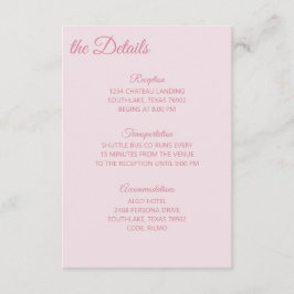 Tarjeta De Recepción Detalles de tonos rosados