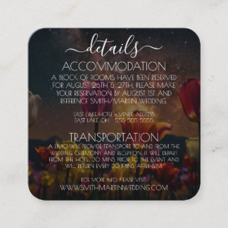 Tarjeta De Recepción Detalles de Tulipanes Cósmicos Personalizados