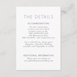 Tarjeta De Recepción Detalles de un Boda púrpura mojado moderno y senci