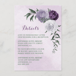 Tarjeta De Recepción detalles de vegetación con flores moradas y blanca