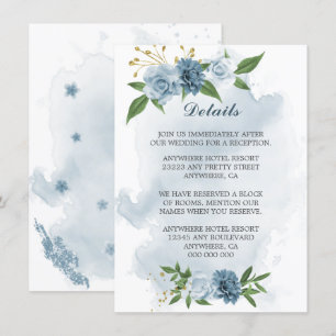 Tarjeta De Recepción detalles de vegetación de flores azules