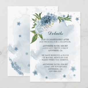 Tarjeta De Recepción detalles de vegetación de flores azules blancas