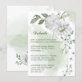 Tarjeta De Recepción detalles de vegetación de flores blancas