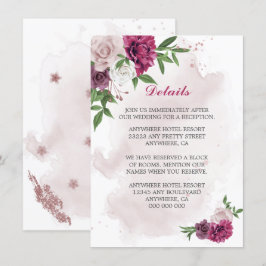 Tarjeta De Recepción detalles de vegetación de flores de malva rosa